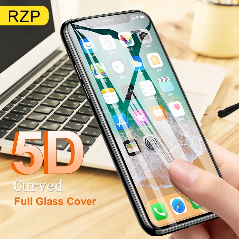 RZP 5D полное покрытие экрана протектор на Apple iPhone X XS Max XR 6 6s 7 8 Plus закаленное стекло