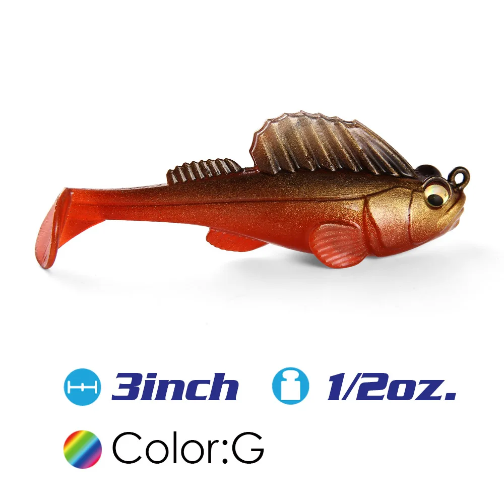 colorG Fstk 3 дюймов 1/2oz приманка со свинцовым темно спальная плавающие приманки крючковый лов Япония весло хвост мягкие щука приманки для рыбалки, мягкие приманки - Цвет: colorG