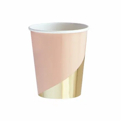 pink cup 1 упаковка Европейский Дворцовый стиль розовый зеленый шевронная точка одноразовая посуда детский Декор для вечеринки в честь Дня рождения бумажная чашка пластина, нож и вилка - Цвет: pink cup