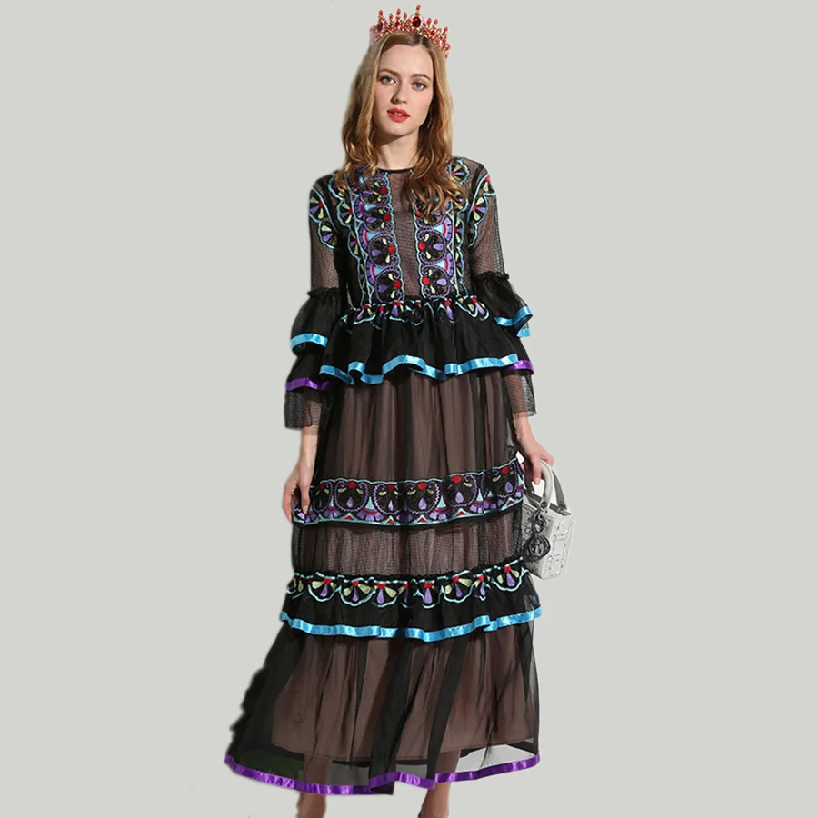 Высокое качество Vestidos до щиколотки Лето 2018 женское открытое роскошное модное