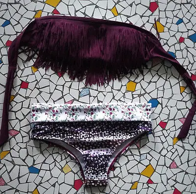 Женские Купальники с бахромой CANIS черный комплект бикини кисточками Спортивная