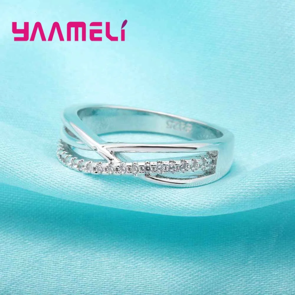 Обручальные кольца с крестом и блестящим кристаллом CZ серебро 925 пробы для женщин