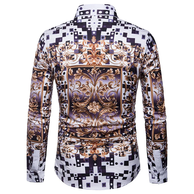 Мужская Весенняя рубашка с длинным рукавом и 3D принтом Размеры ЕС/США|fashion shirt