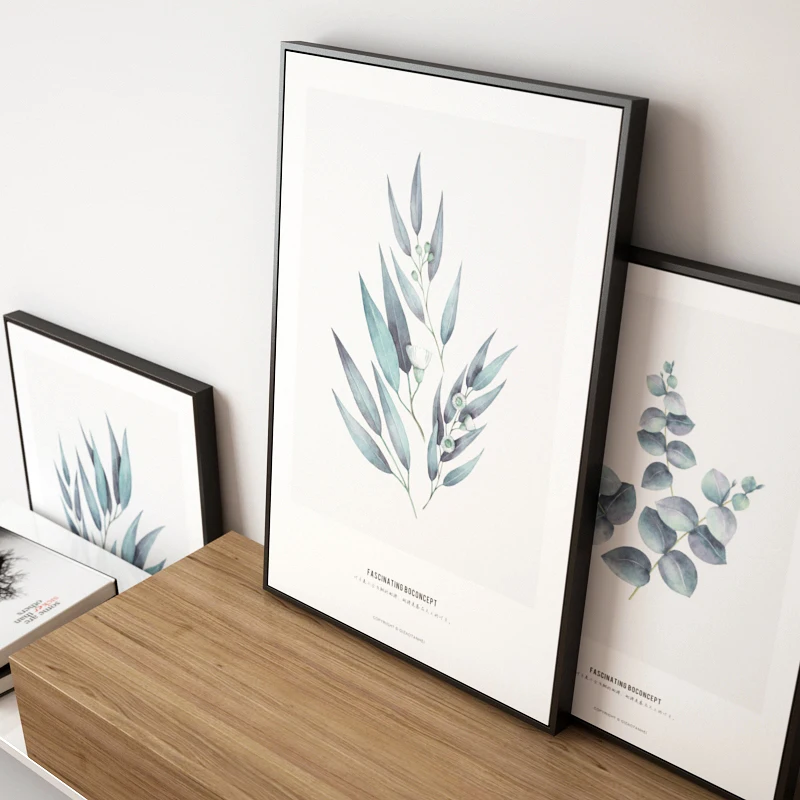 Elegant Poetry Nordic Simple Leaf Decoration Painting Canvas Art Print Poster Wall Picture Home | Дом и сад