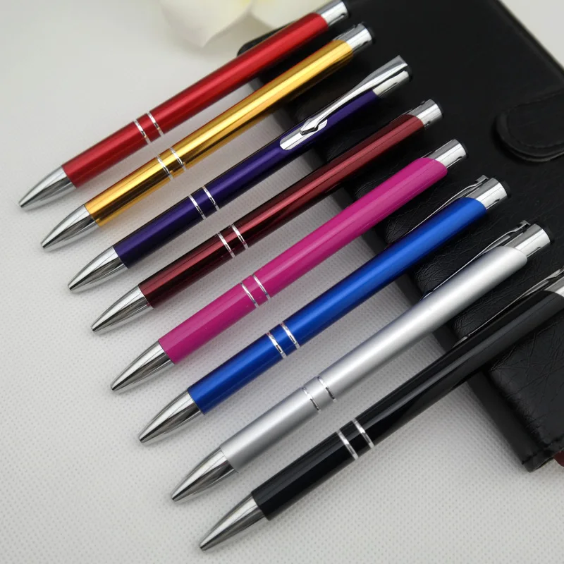 100pcs/lot metal press  ballpoint pen  custom printed logo advertising pen