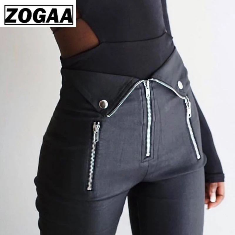 Готические брюки Харадзюку женские уличные на молнии со складками повседневные