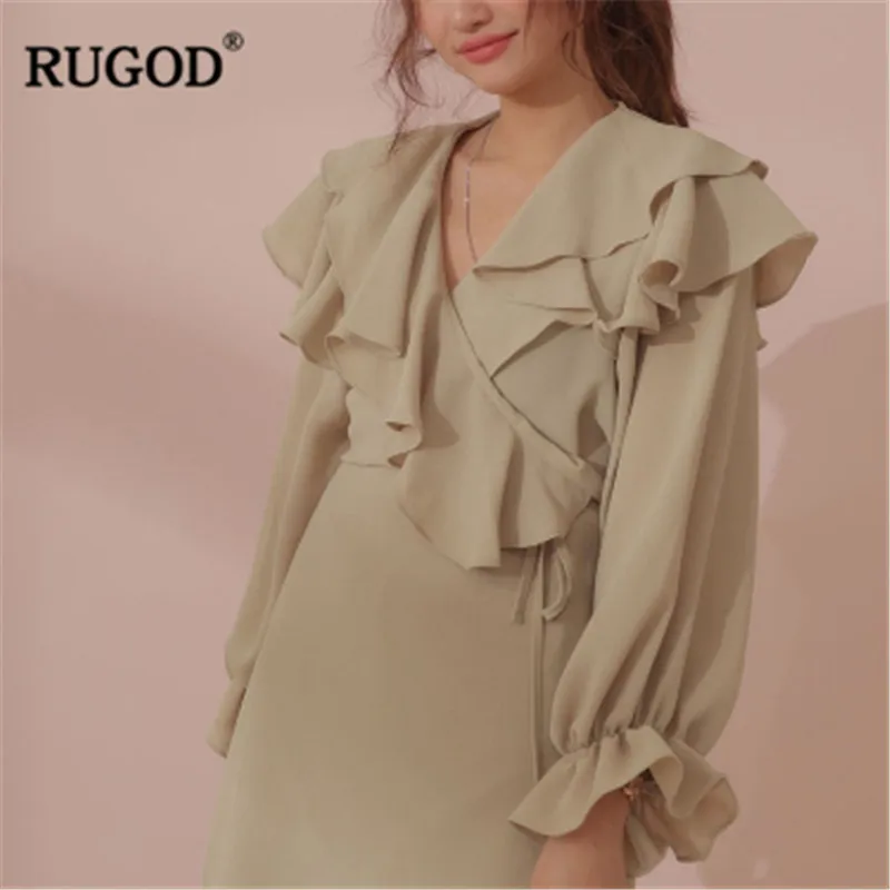 Женское платье RUGOD винтажное однотонное до колена с треугольным вырезом и