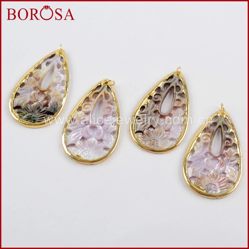 BOROSA 10 шт. оптовая продажа Радужный корпус резной Шарм слеза натуральный