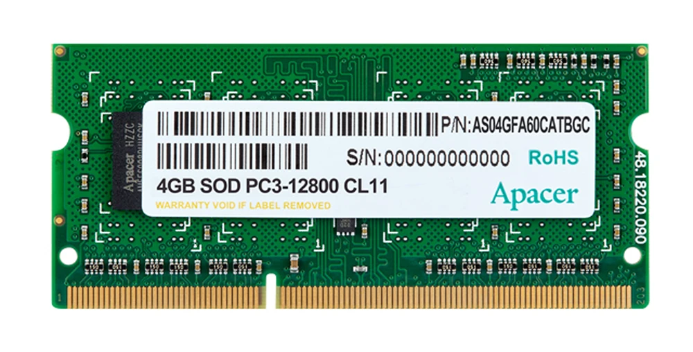 Оперативная память Apacer DDR3L 1600 ОЗУ 8 ГБ 4 Гб МГц Память DIMM для ноутбука с поддержкой