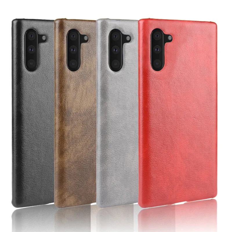 Чехол для samsung Galaxy Note 10 Роскошный чехол из искусственной кожи личи Твердый