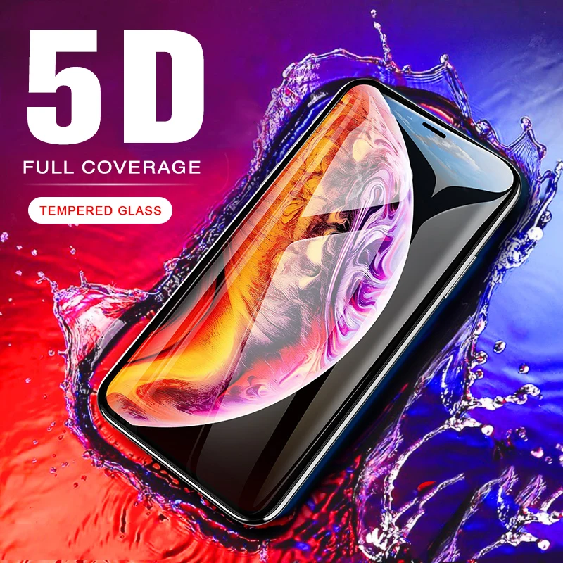 5D Tempered Glass On The For iPhone XS Max XR Full Cover Screen Protector 7 Plus Protective 6 6S 8 X | Мобильные телефоны и