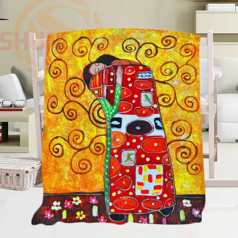 Классическое Одеяло Gustav Klimt на заказ и 4 мягких декоративных фалафеля для спальни
