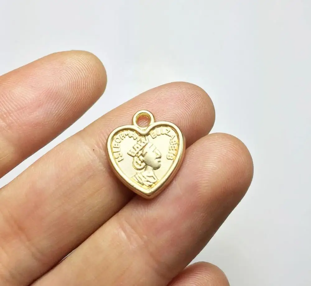gold Eruifa 20pcs'16*14 мм красота голова сердце монета цинковый сплав ожерелье, серьги браслет ювелирные изделия DIY ручной работы 3 цвета - Окраска металла: gold