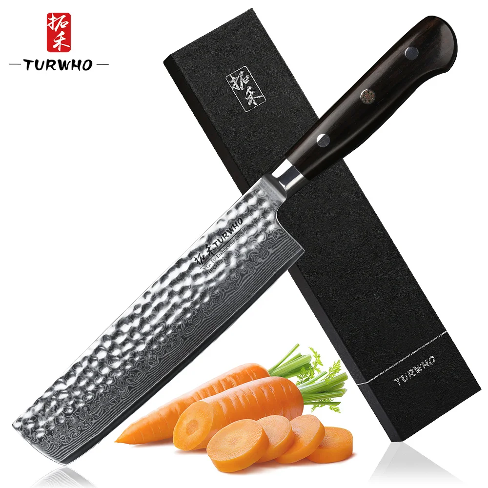 

7-дюймовые овощные ножи TURWHO Nakiri, японский Профессиональный кухонный нож из дамасской стали, шеф-повар, резак, мясницкий нож, универсальные ку...