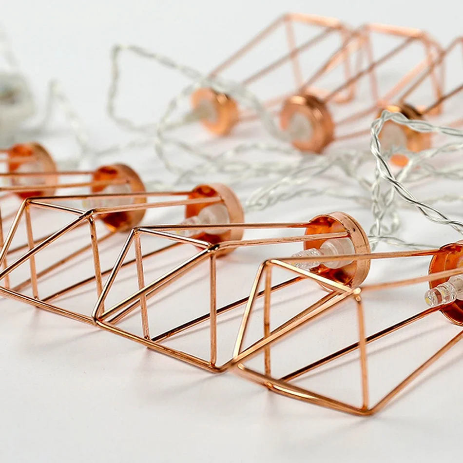 Праздничный декор розовое золото в форме алмаза на батарейках мигающая