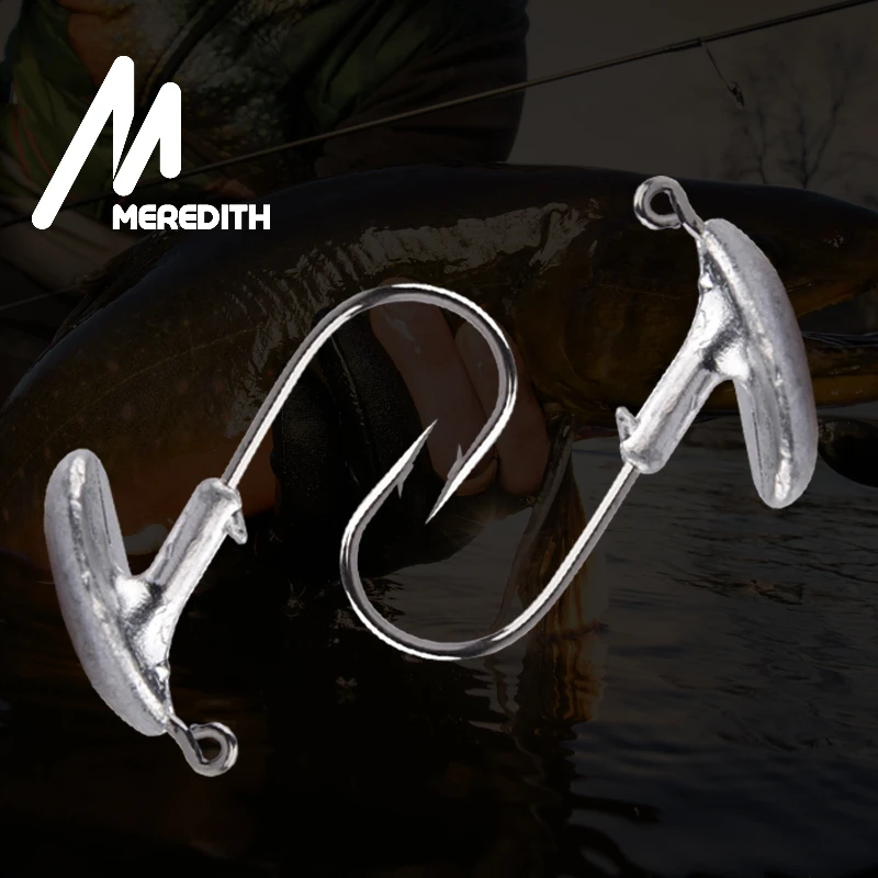 MEREDITH, 10 шт./лот, 3,5 г, 5 г, 7 г, 10 г, 14 г, свинцовая насадка в виде слота для крови, рыболовные крючки для мягкой приманки, рыболовные крючки из углеродистой стали