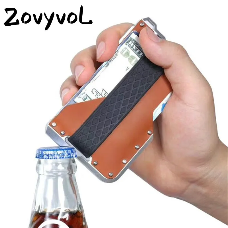 ZOVYVOL NEW 2021 Genuine Leather Credit Card Holder Metal RFID Aluminium Box Vintage Blocking Mini Magic Business Wallet | Багаж и сумки