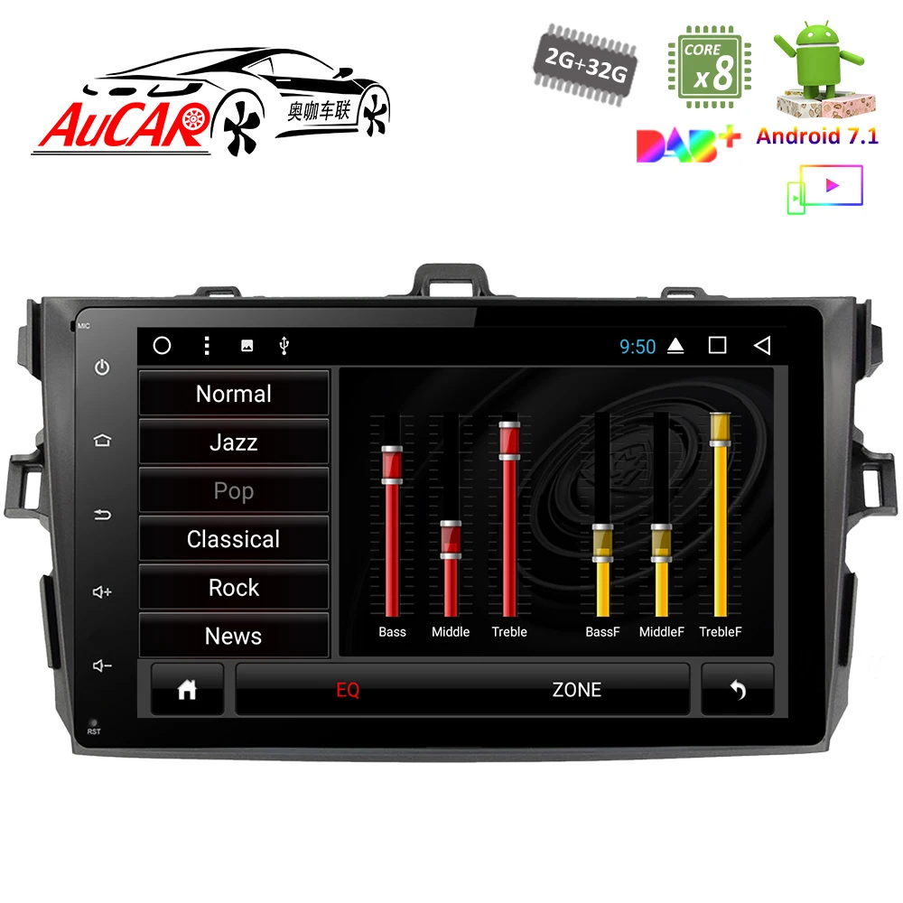 9 дюймовая GPS-навигационная система Android 7 1 для Toyota Corolla 2007 - 2011 Автомобильный DVD
