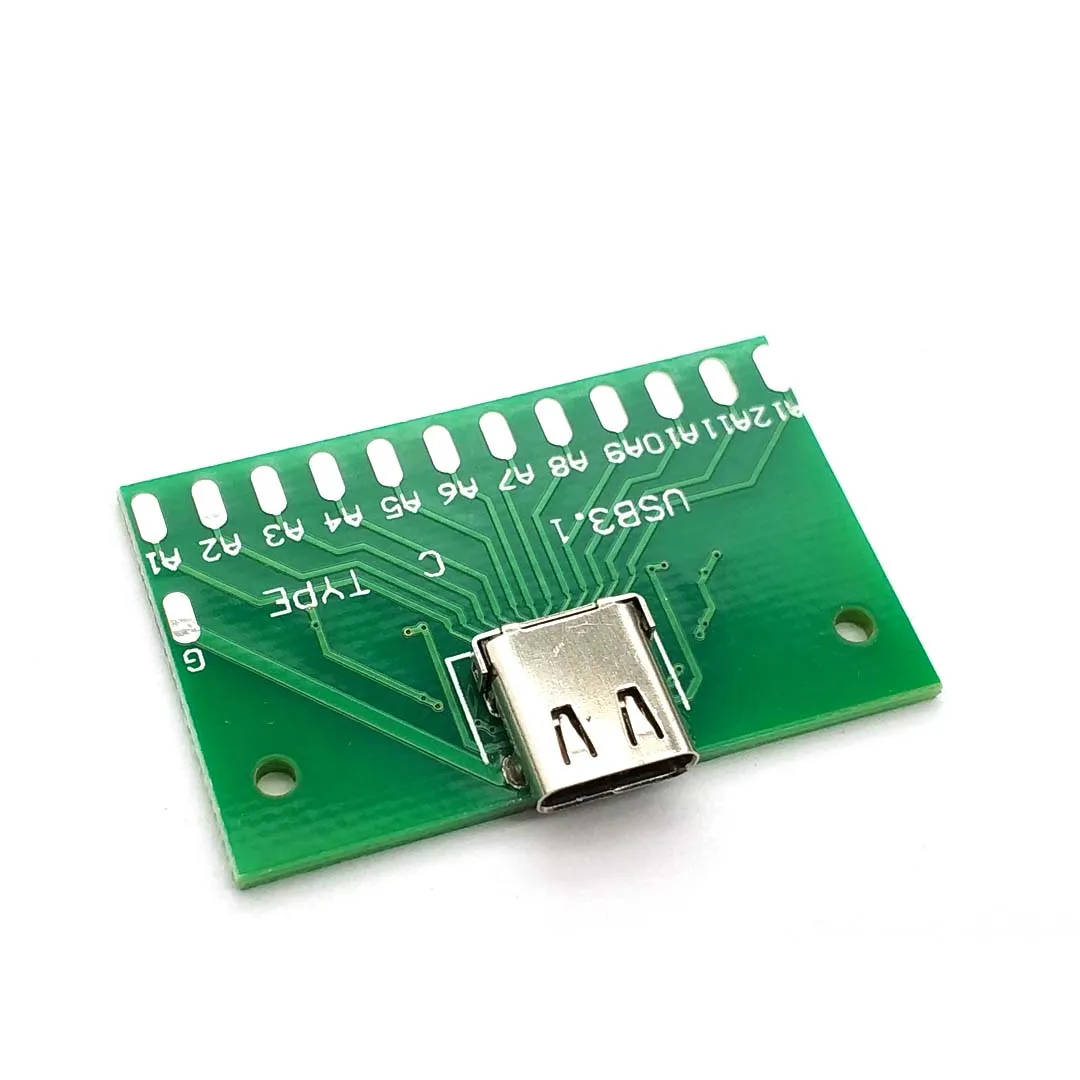 Разъем USB 3 1 Type C 24P 24 контакта гнездовой разъем PCB адаптер для сварки тестовая
