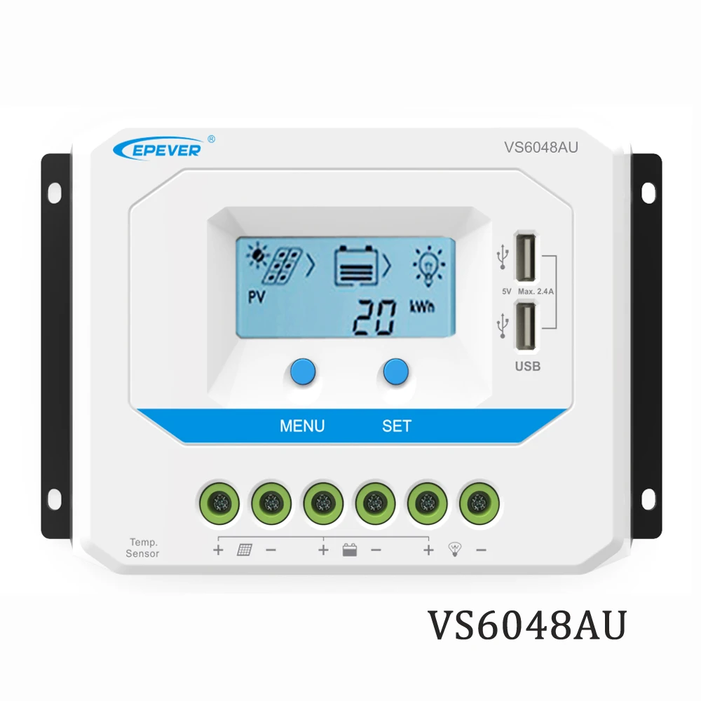 60A VS6048AU 12V 24V 36V 48V EPSolar PWM Солнечная Панель зарядное устройство батарея ЖК Подсветка
