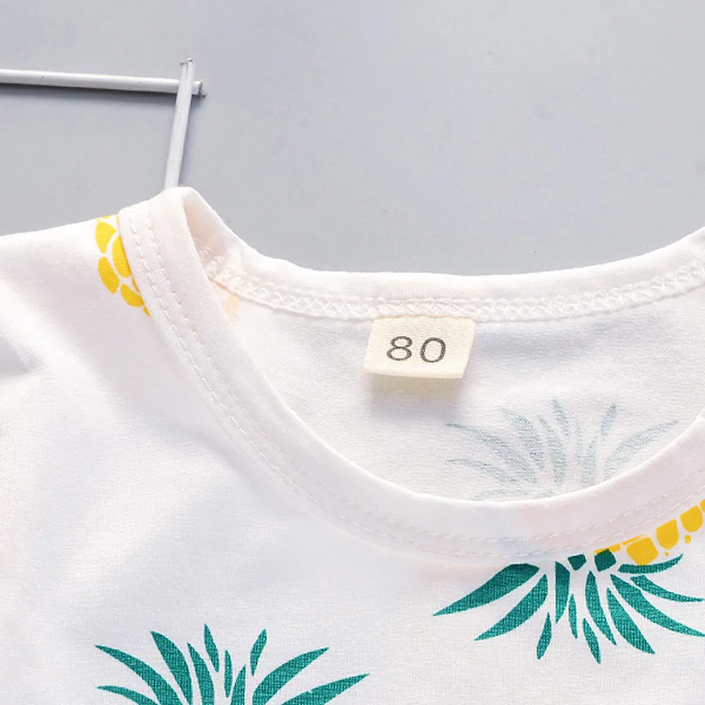 Хлопчатобумажная футболка в виде ананаса для маленьких мальчиков однотонная