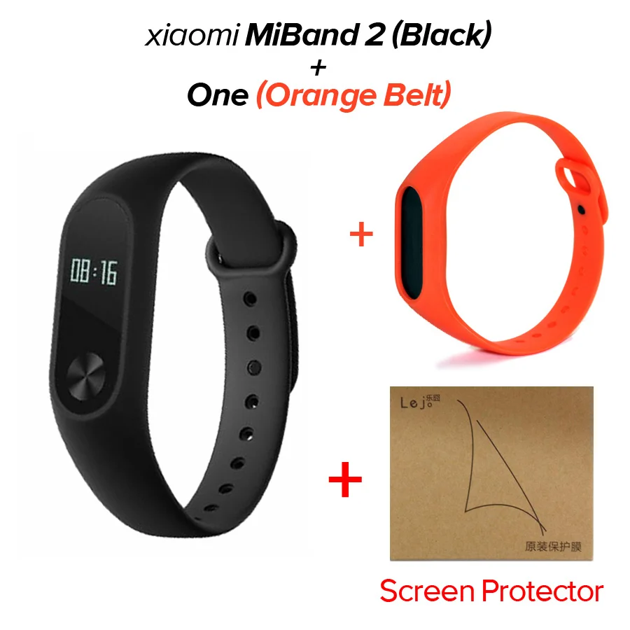 Xiaomi mi Band 2 mi band 2 фитнес-трекер монитор сердечного ритма OLED дисплей тачпад Bluetooth 4,0 для Android IOS умный Браслет - Цвет: -ORANGE N 1FILM