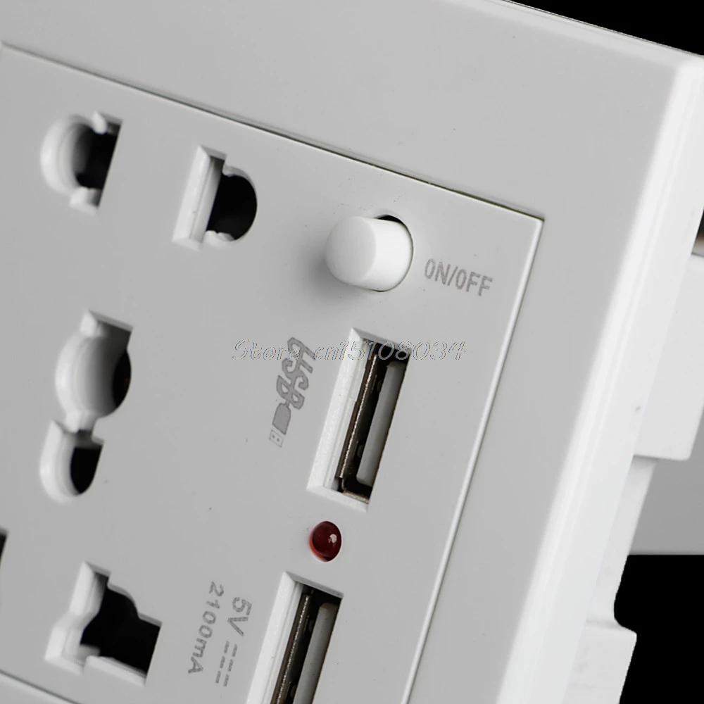 Розетка+ 2 USB+ переключатель настенная розетка зарядное устройство AC/DC адаптер питания штепсельная розетка панель S08 и Прямая поставка