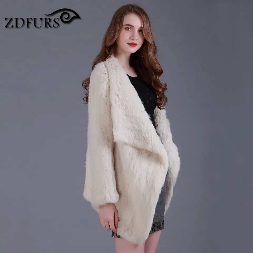 ZDFURS * Подлинная вязаный мех кролика шуба из меха Модная женская вязанная шапка
