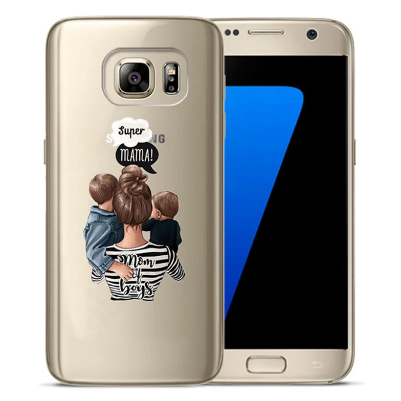 Fashion Black Brown Hair Baby Mom Girl Queen TPU Pattern For Samsung Galaxy S3 A5 2015 2016 S8 S9 Puls S7 Edge Cover Fundas D602 |