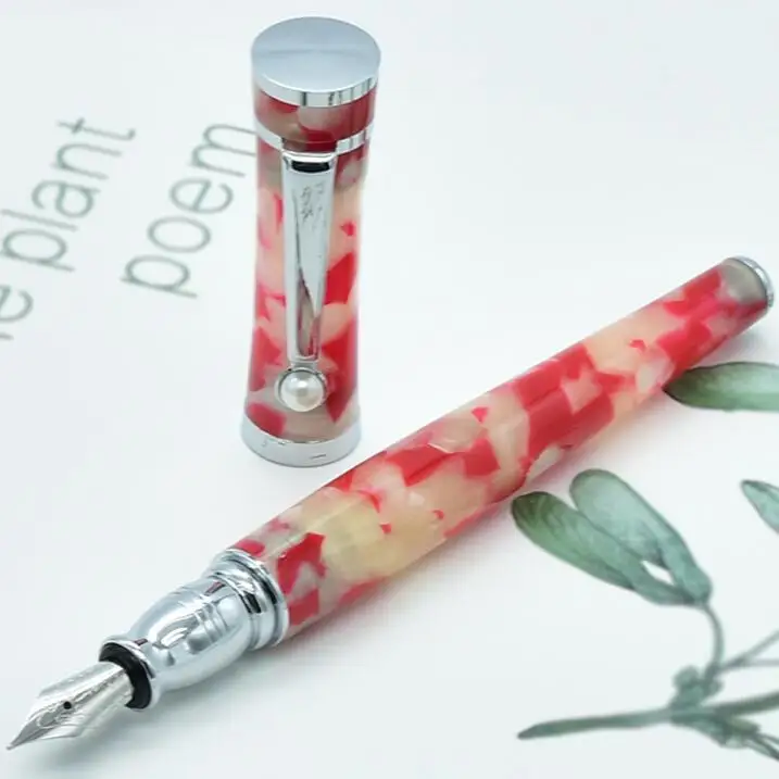 Новый Fuliwen Elizabeth Edition F2037 Celluloid стиль перьевая ручка высокого качества красный