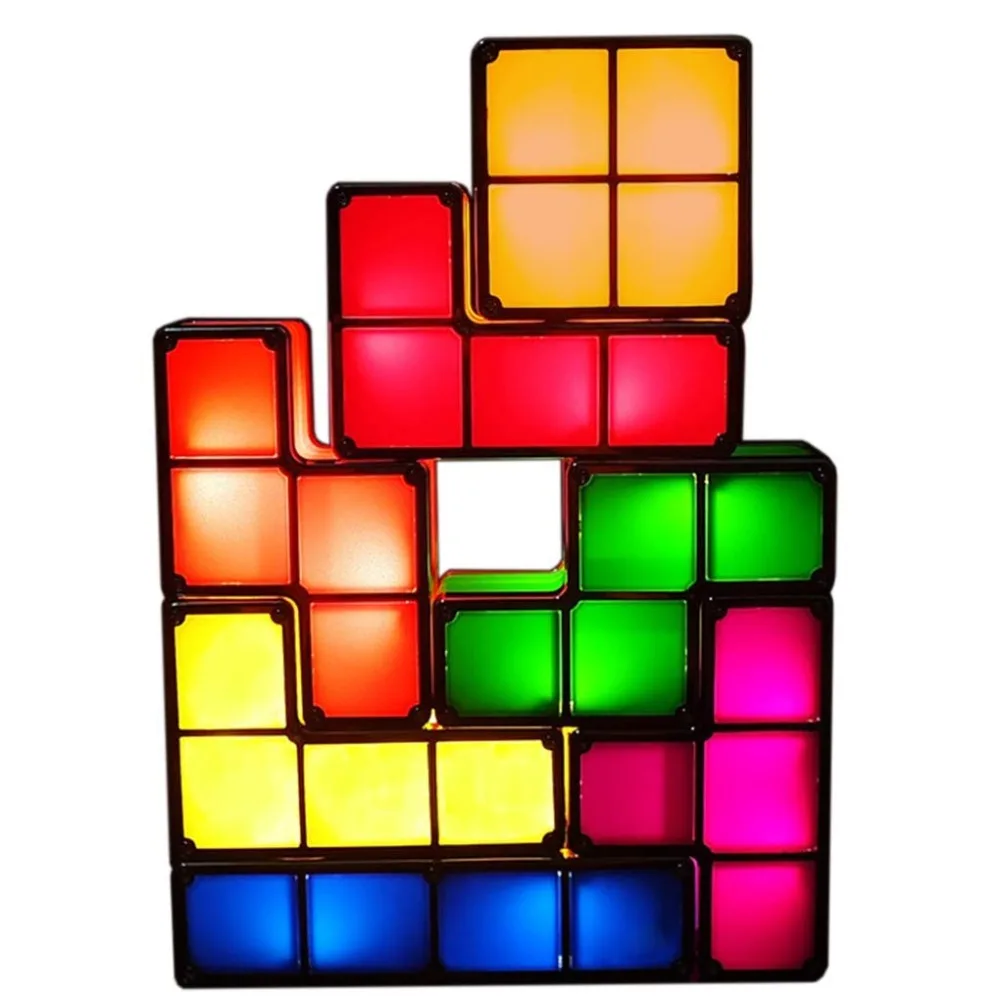 LED Tetris Stackable ночник 3D Пазлы Новинка свет 7 видов цветов магические блоки