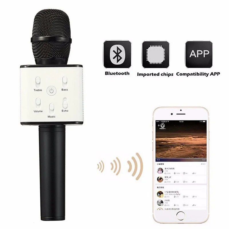 Travor Bluetooth Q7, беспроводной микрофон, караоке, динамик, высококлассная версия, микрофон, KTV плеер, телефон, микрофон для компьютера, для сцены, Конференции