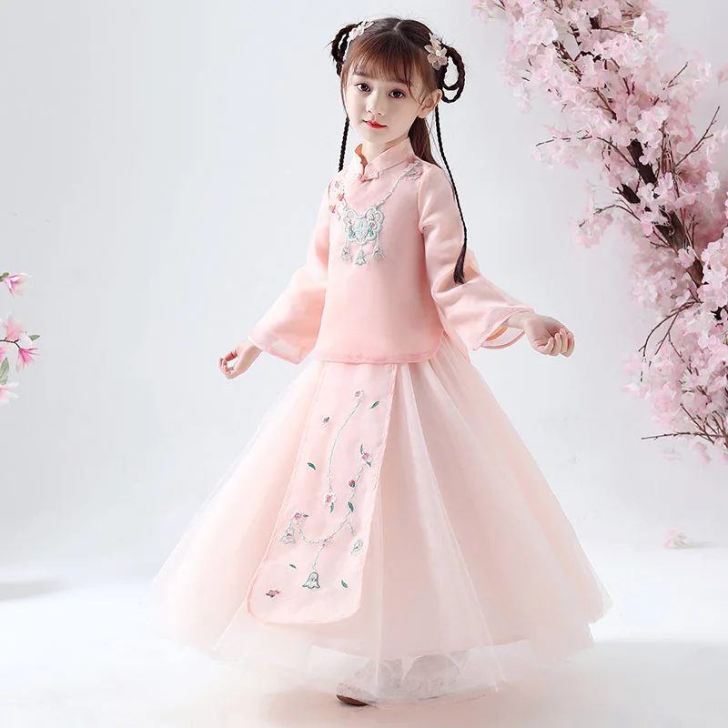 Костюмы Hanfu для девочек костюм Тан в китайском стиле детская древняя и