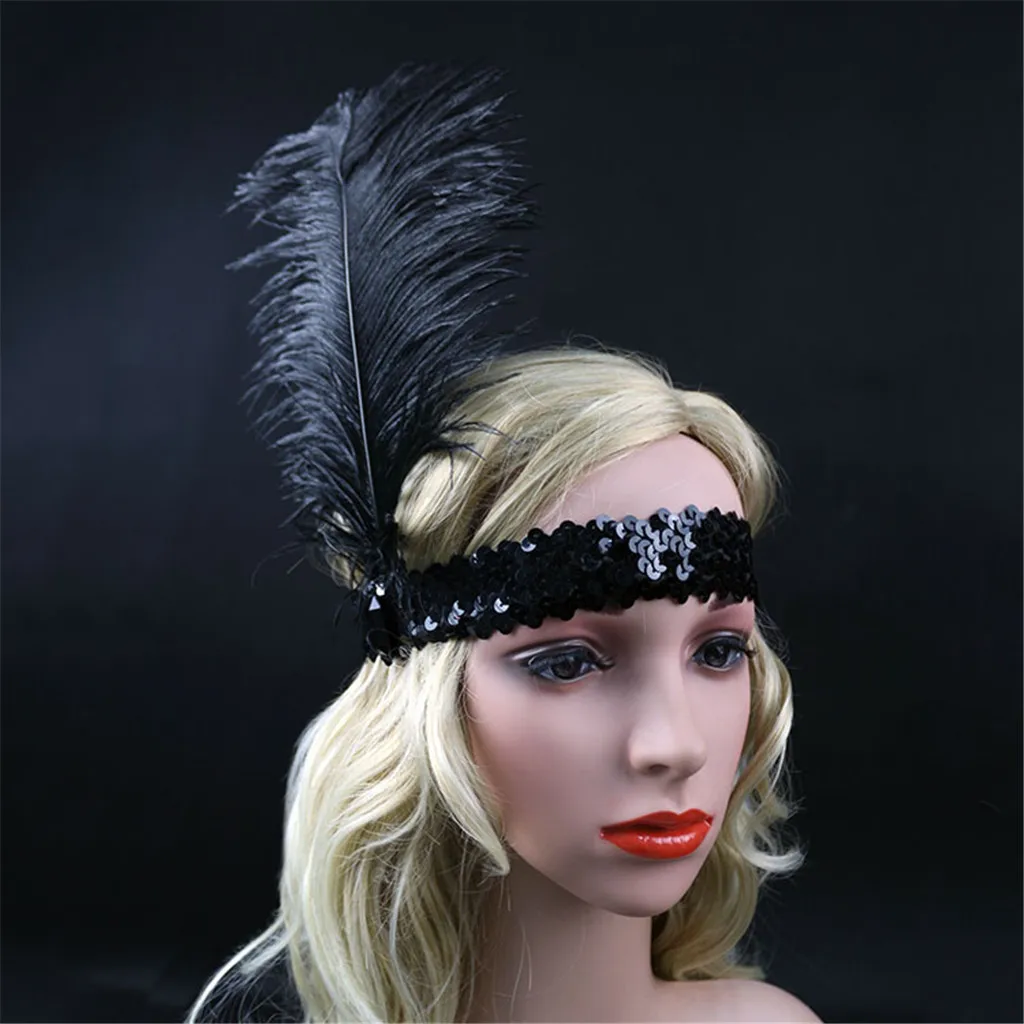 Головной убор мягкая перьевая Flapper головная повязка Great Gatsby Удобный головной