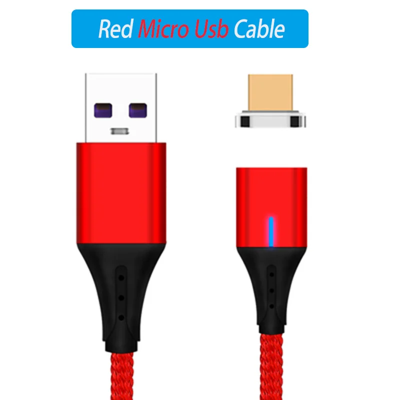Red Micro Plug 2 м Магнитный Usb кабель Led Micro Usb type C кабель быстрой зарядки для samsung Galaxy S9 S10 A7 J4 J6 Plus Usb Магнит кабель для зарядного устройства - Цвет: Red Micro Plug