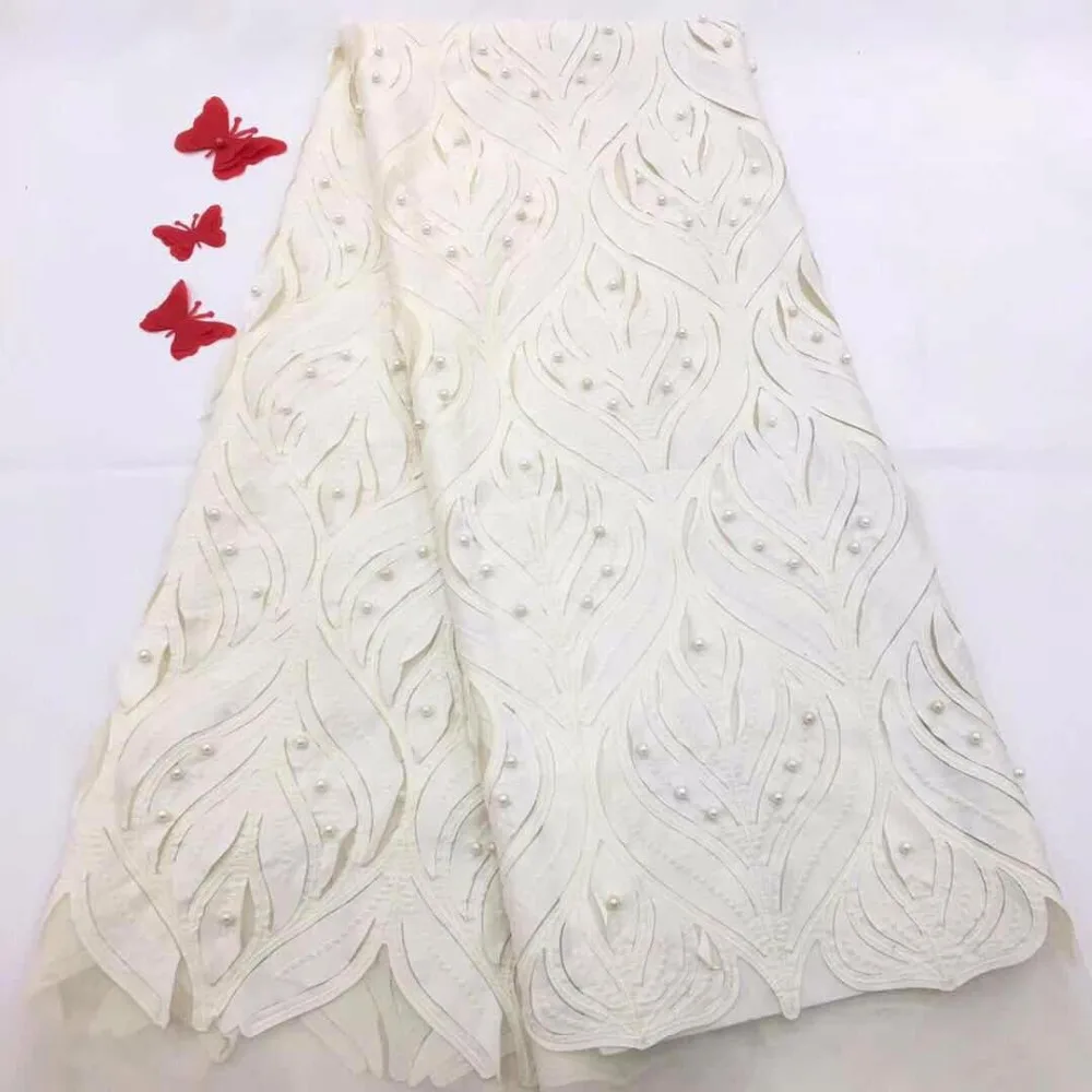 2018 New Design Nigeria Wedding African Tulle Lace Fabric With Beads High Class French Net 5 Yards(FJ-10-18 | Дом и сад