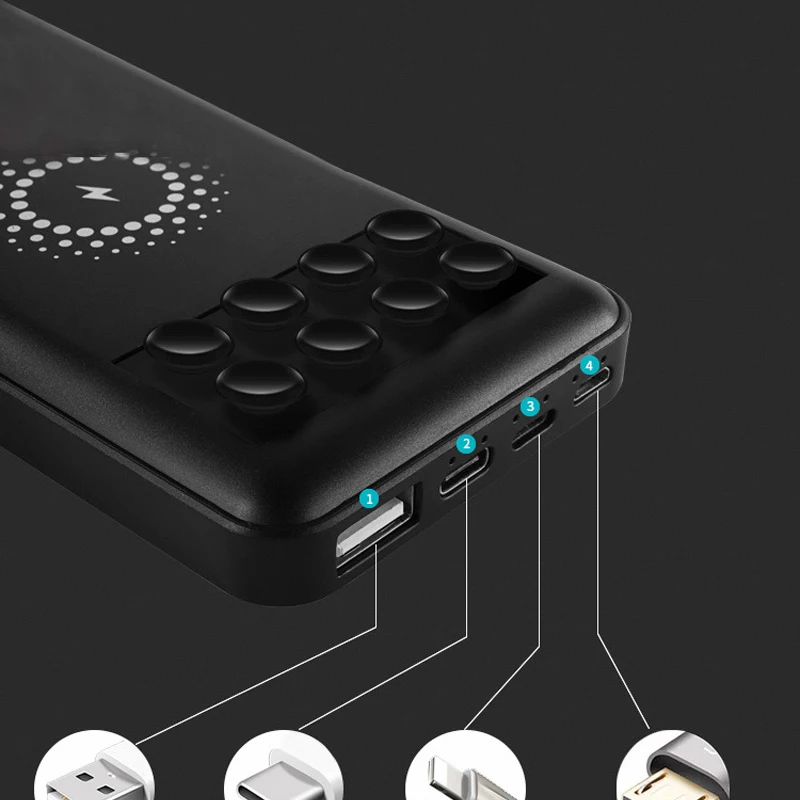 8000 mAh power Bank Беспроводное зарядное устройство для iPhone X 8 3USB беспроводное с