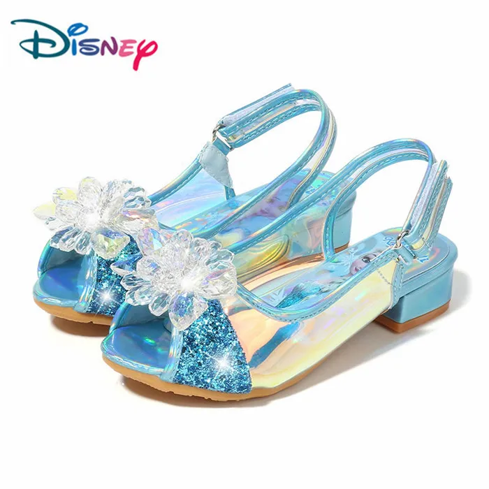 Сандалии с блестками для девочек Disney Frozen Elsa Детская летняя обувь из