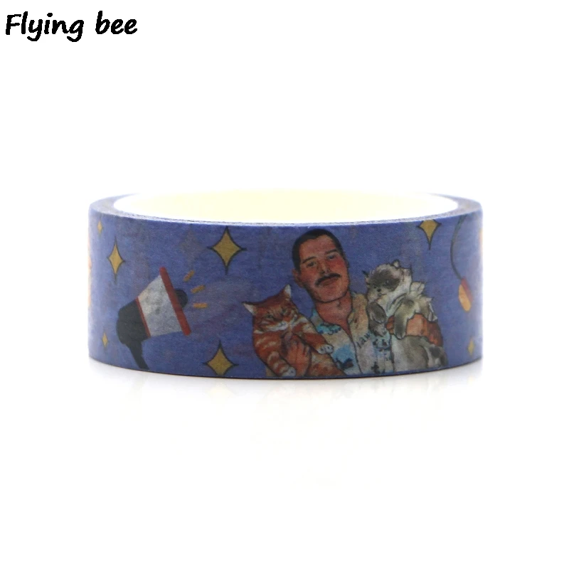 Flyingbee 15 мм X 5 м Бумага васи клейкая лента Фредди Меркурий клейкая лента DIY Скрапбукинг наклейка рок Панки этикетка маскирующая лента X0321