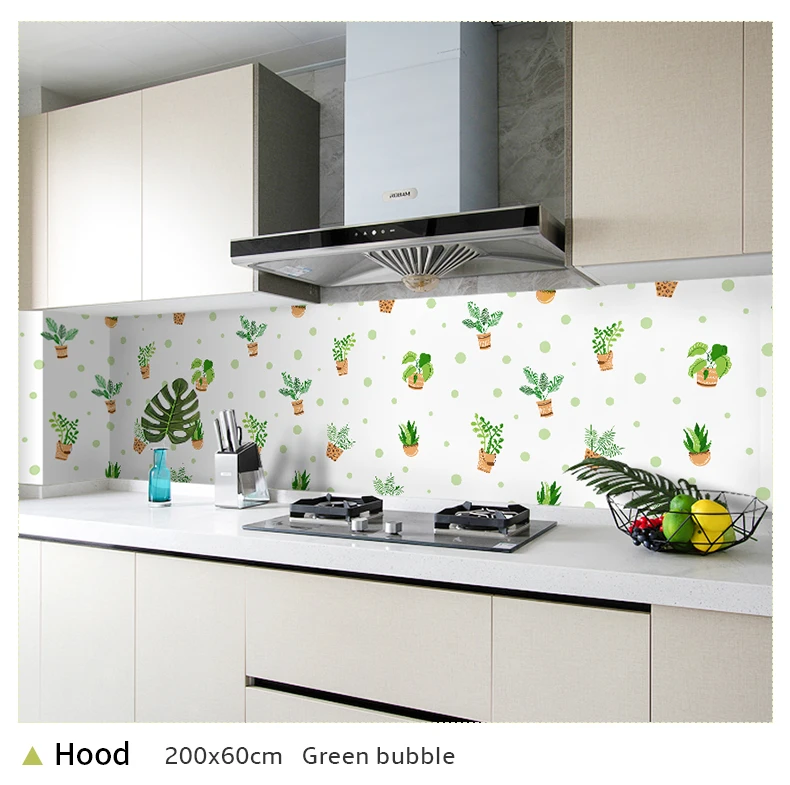 60*200cm Kitchen oil-proof wall stickers cooker high temperature waterproof tile cabinet range hood refurbished wallpaper