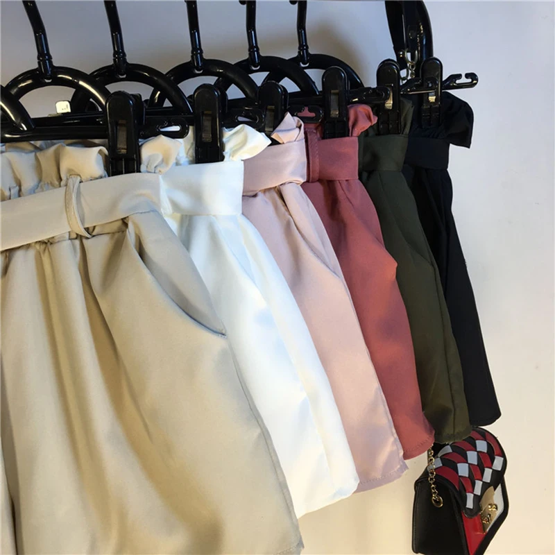 2018 Новые Летние Осенние повседневные шифоновые шорты с поясом женские высокой