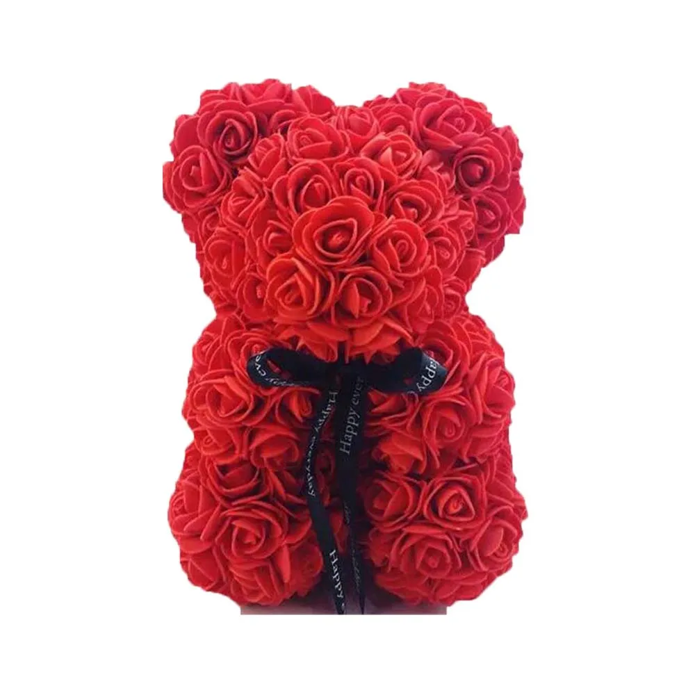 

25cm Teddy Rose Bear with Box Artificial PE Flower Bear Rose Valentine's Day for Girlfriend Women Wife Mother's Day Gift