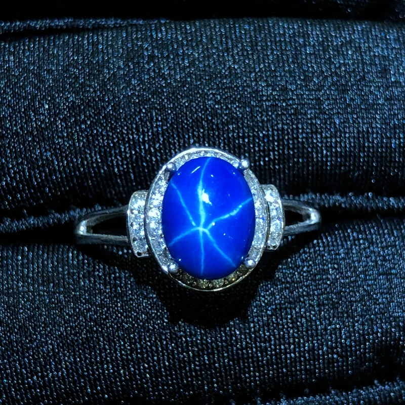 Кольцо из чистого серебра 925 пробы с сапфиром Starlight красивая упаковка|Кольца| |