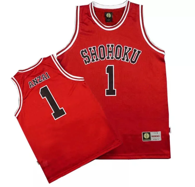No. 1 Anzai Аниме Shohoku школьная баскетбольная команда 1-15 SLAM DUNK Косплей Костюм Sakuragi Джерси для косплея Hanamichi Топы рубашка Спортивная одежда Униформа - Цвет: No. 1 Anzai