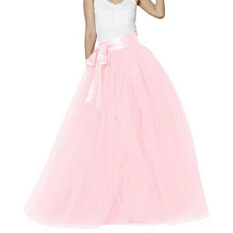 Женская длинная фатиновая юбка с бантом 6 слоев 1 подкладкой|layered tulle|female skirtsskirt maxi |
