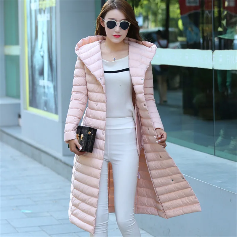 Новый тонкий зимний пуховик высокого качества с капюшоном тонкая женская