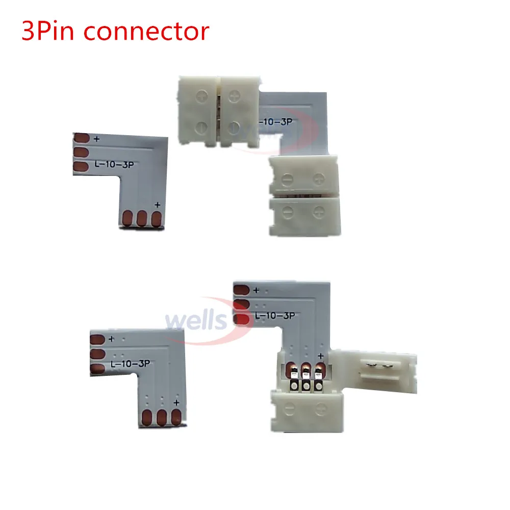 L образный светодиодный разъем 2 контакта 3 4 8 мм 10 для светодиодной ленты 3528 ws2811