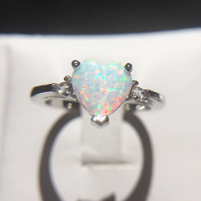 Женское серебряное кольцо Anillos 925, ювелирные изделия в форме сердца с огненным опалом, подарок на Рождество, день рождения, Свадебные обручальные вечерние кольца