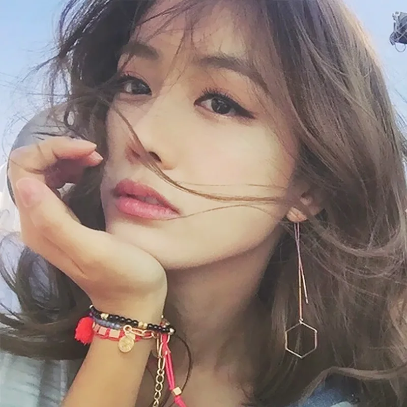 Tassel Earrings Pendientes E227 Manufacturer Product Fashion Simple Geometric Line Polygon Triangle Love Long Ears | Украшения и