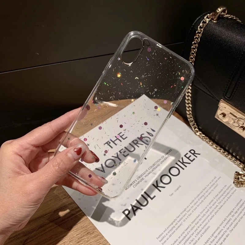 Cute Glitter Bling Phone Case for iPhone X XS Max XR Glossy Star Clear Soft TPU Silicon Cover Coque For iPhone7 8 6 6s Plus Capa |